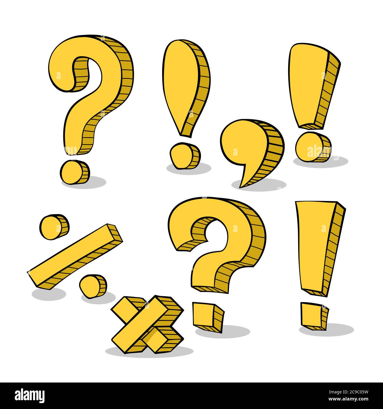 Set of hand drawn dot, comma, exclamation and question marks on a transparent  background. Cartoon punctuation marks in grunge texture style. Vector il  Stock Vector Image & Art - Alamy