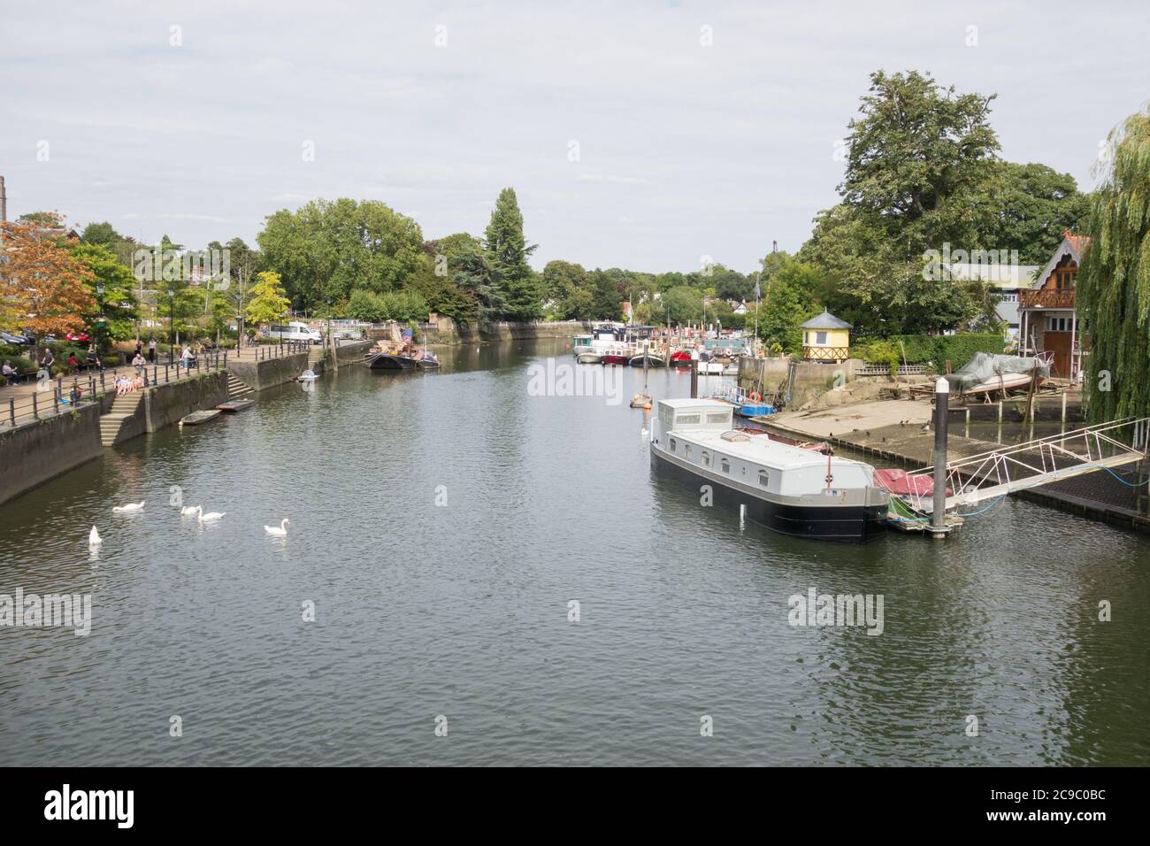 View of the River Thames at Eel Pie Island, Twickenham, London UK Stock Photo