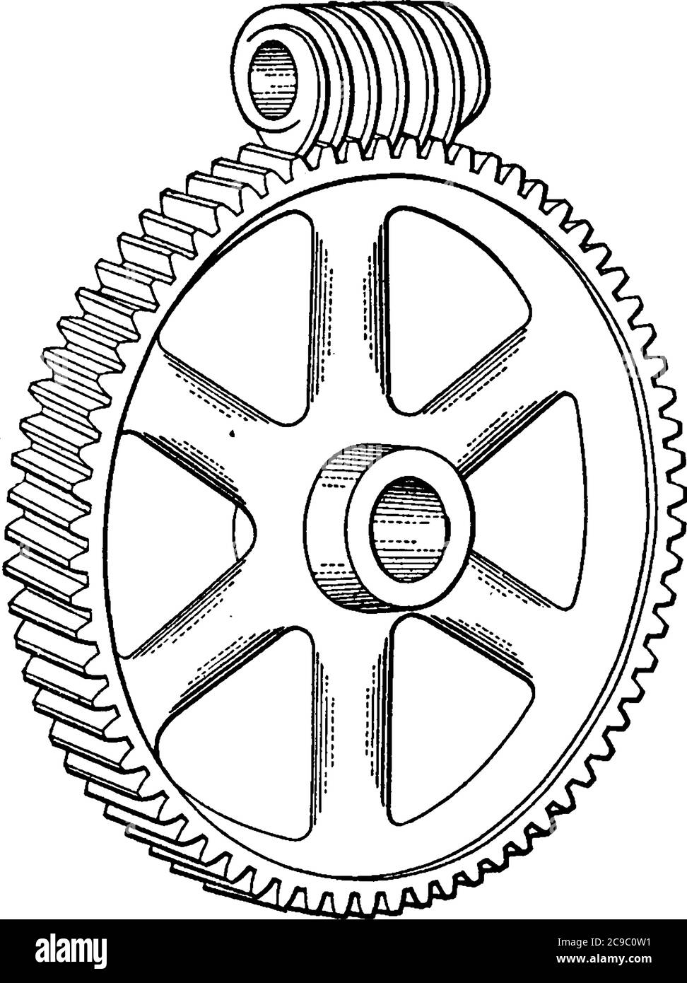 Worm Drive is a gear in which screw meshes with teethed wheel, vintage