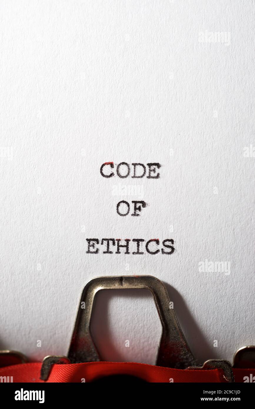 Code of ethics text written with a typewriter Stock Photo - Alamy