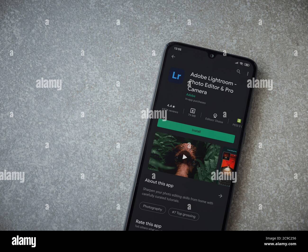 Lod Israel July 8 2020 Adobe Lightroom Photo Editor And Pro Camera App Play Store Page On The Display Of A Black Mobile Smartphone On Ceramic S Stock Photo Alamy