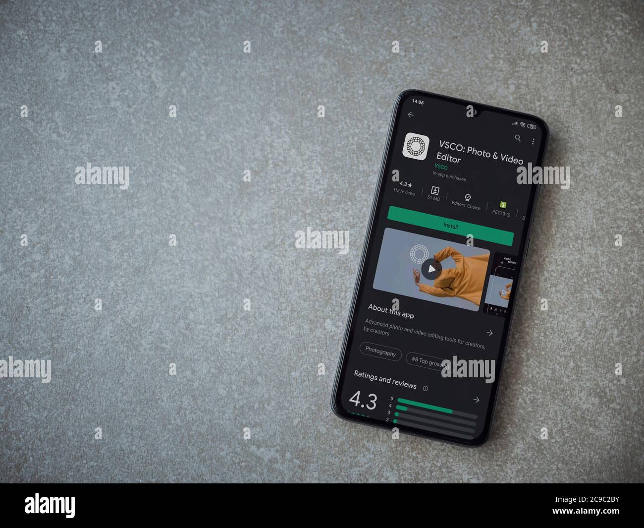 Lod, Israel - July 8, 2020: VSCO - Photo and Video Editor app play store  page on the display of a black mobile smartphone on ceramic stone  background Stock Photo - Alamy