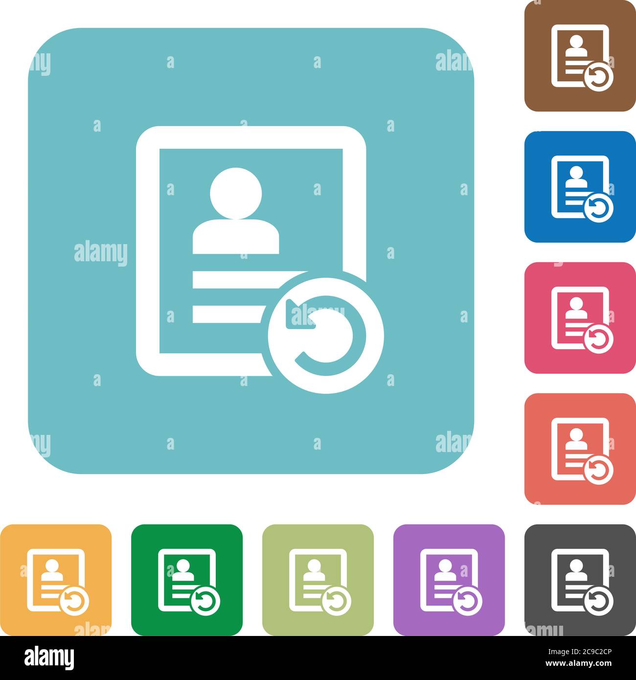 Undo contact changes white flat icons on color rounded square backgrounds Stock Vector