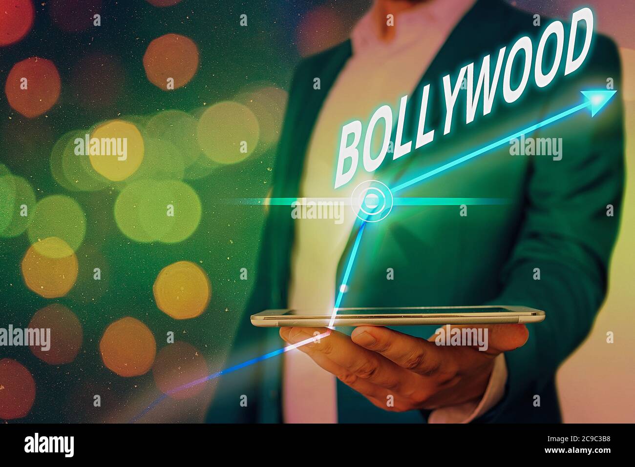 Word writing text Bollywood. Business photo showcasing Hollywood