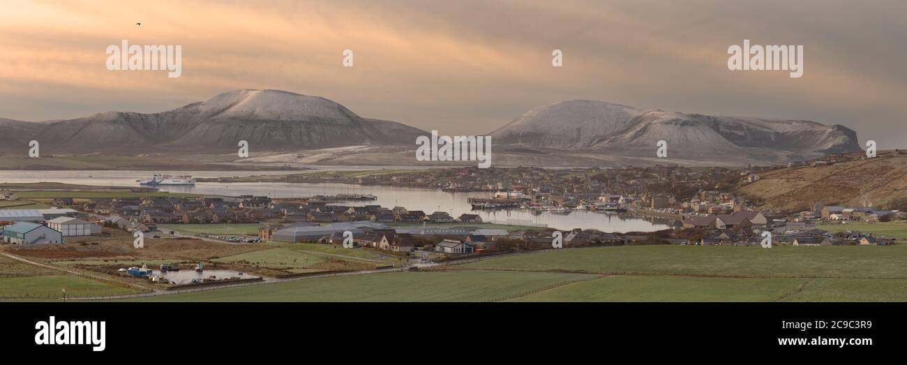 Stromness with Northlink ferry, Orkney Isles Stock Photo