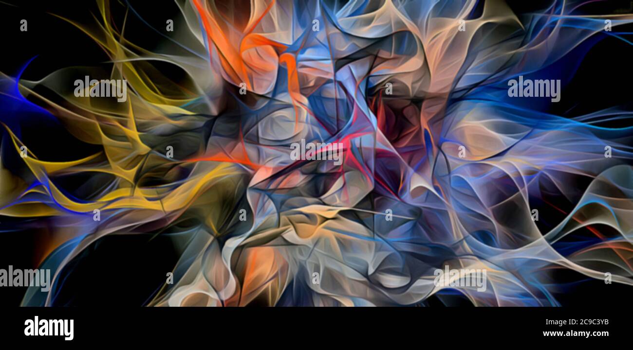 Abstract electrifying lines, smoky fractal pattern, digital ...