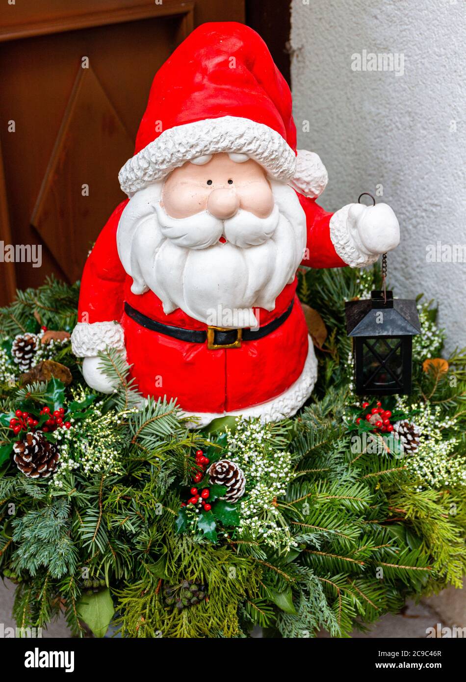 Traditional handmade  Father Christmas, St Ncholas, Santa Claus,  decoration  , Durstein, Austria Stock Photo