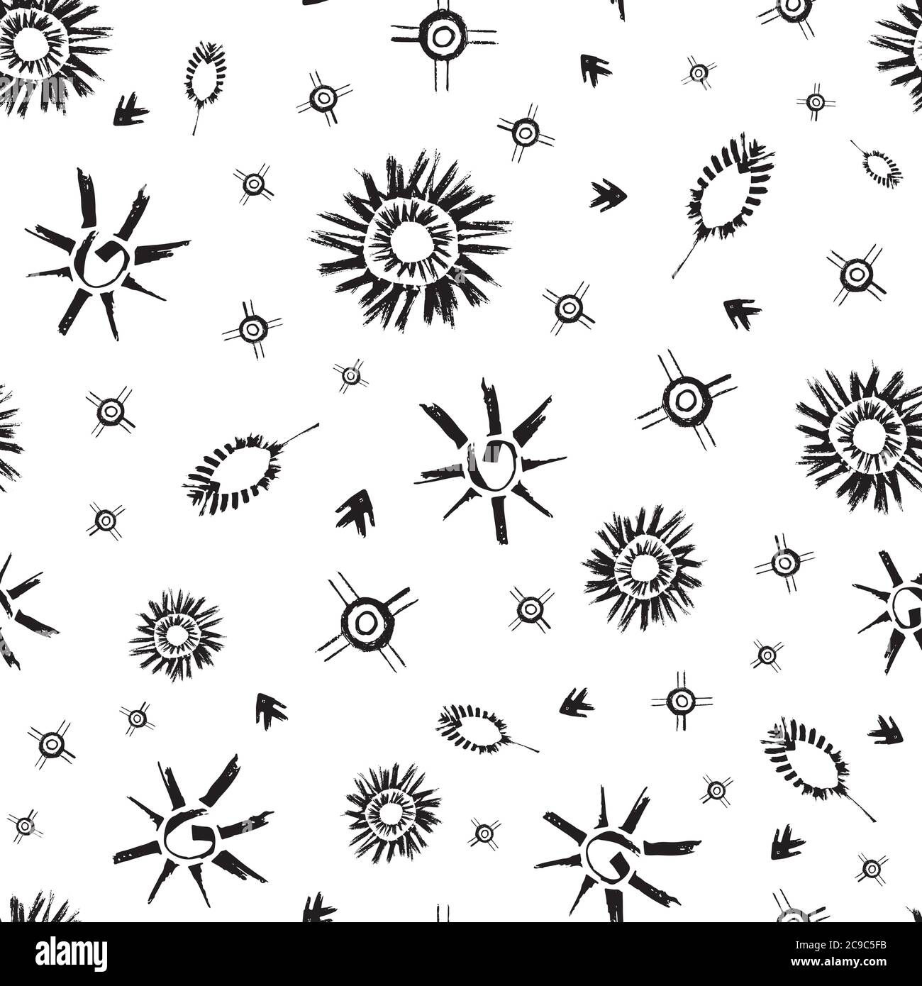 Vector ethnic and tribal motifs seamless pattern background. Grunge ...