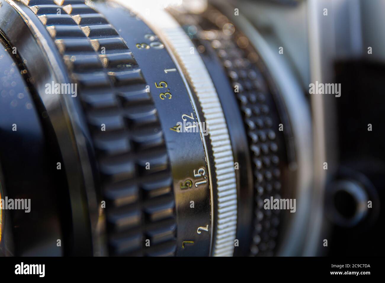 Old manual lens, focusing ring of vintage lens Stock Photo Alamy