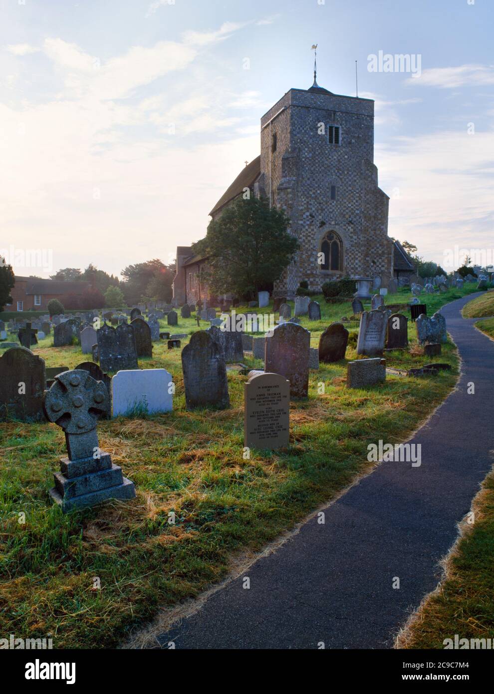 Early morning view SE of St Andrew's Church, Steyning, West Sussex