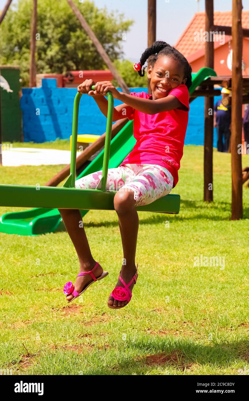 Soweto, South Africa December 11, 2010 African kids playing on