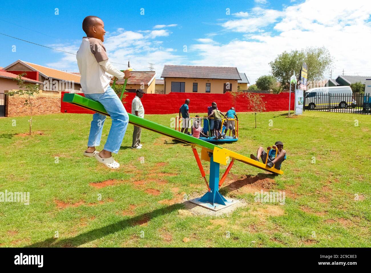 Soweto, South Africa December 11, 2010 African kids playing on