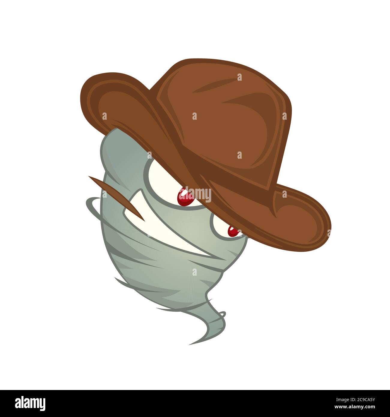 Texas tornado with red eyes in a cowboy hat with a toothpick in the