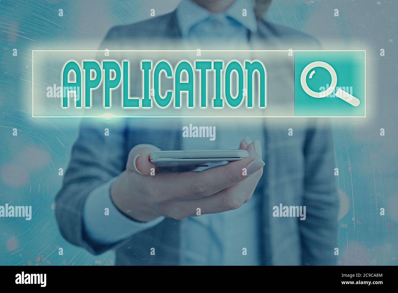 Text sign showing Application. Business photo showcasing computer program that is designed for a particular purpose Web search digital information fut Stock Photo