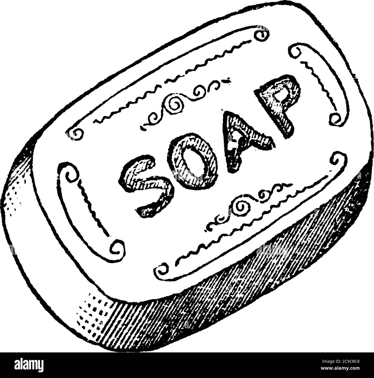 A typical representation of a soap, a compound of one or more of the acids obtained from fatty bodies, with alkali’s or oxides. It helps us to keep ou Stock Vector
