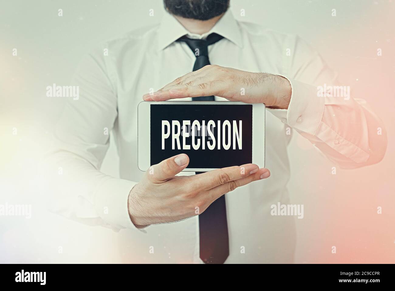 Writing note showing Precision. Business concept for degree of ...