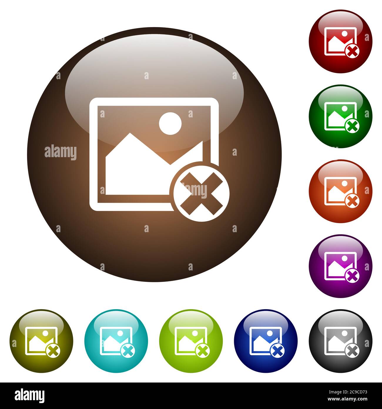 Cancel image operations white icons on round color glass buttons Stock ...