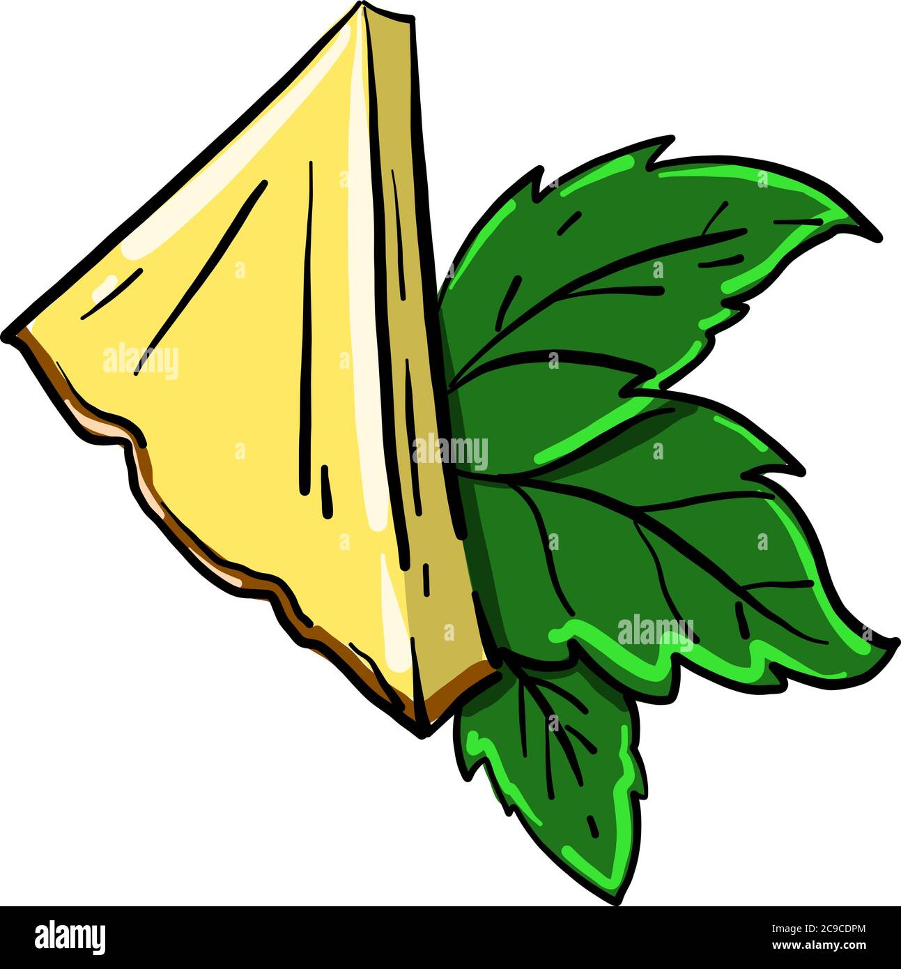 Pineapple piece, illustration, vector on white background Stock Vector