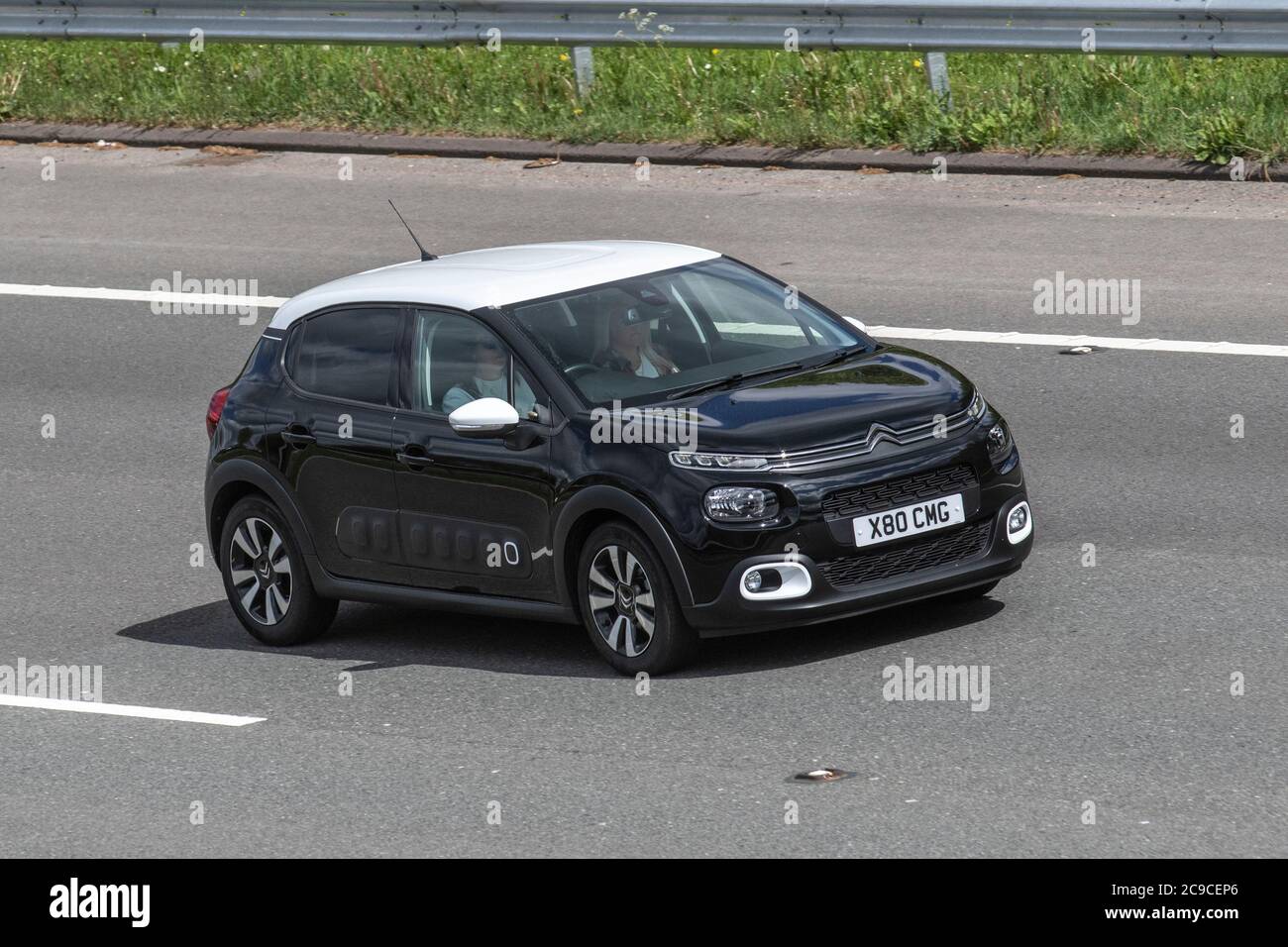 2018 Citroen C3 Flair Puretech B;  Vehicular traffic moving vehicles,  cars driving vehicle on UK roads, motors, motoring on the M6 motorway highway network. Stock Photo