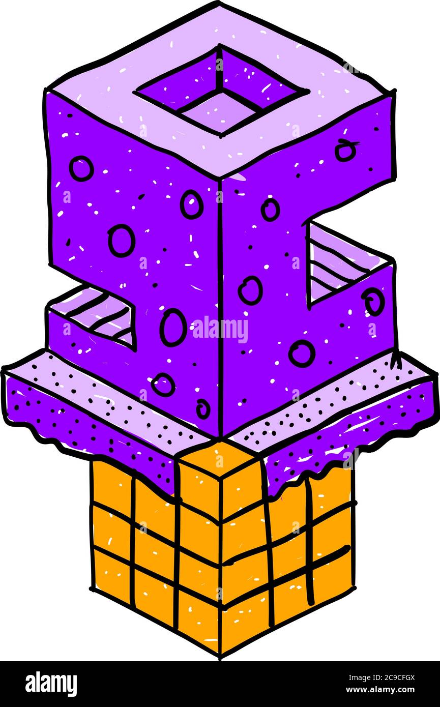Purple building, illustration, vector on white background Stock Vector