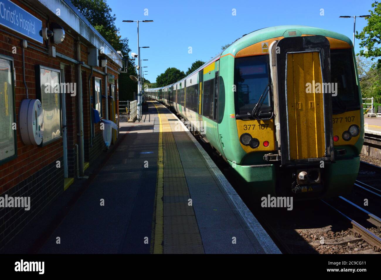 British Rail Class 377 Electrostar at Christs Hospital station Stock ...