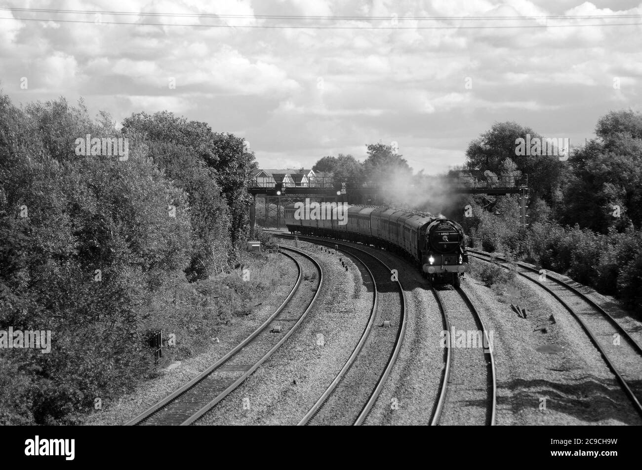 60163 'Tornado' westbound at Magor with a 'Cathedrals Express' for Cardiff Central. Stock Photo