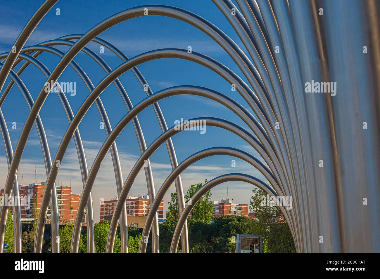 Abstract Metal Pipes And Tubes Sculpture in Madrid Stock Photo Alamy