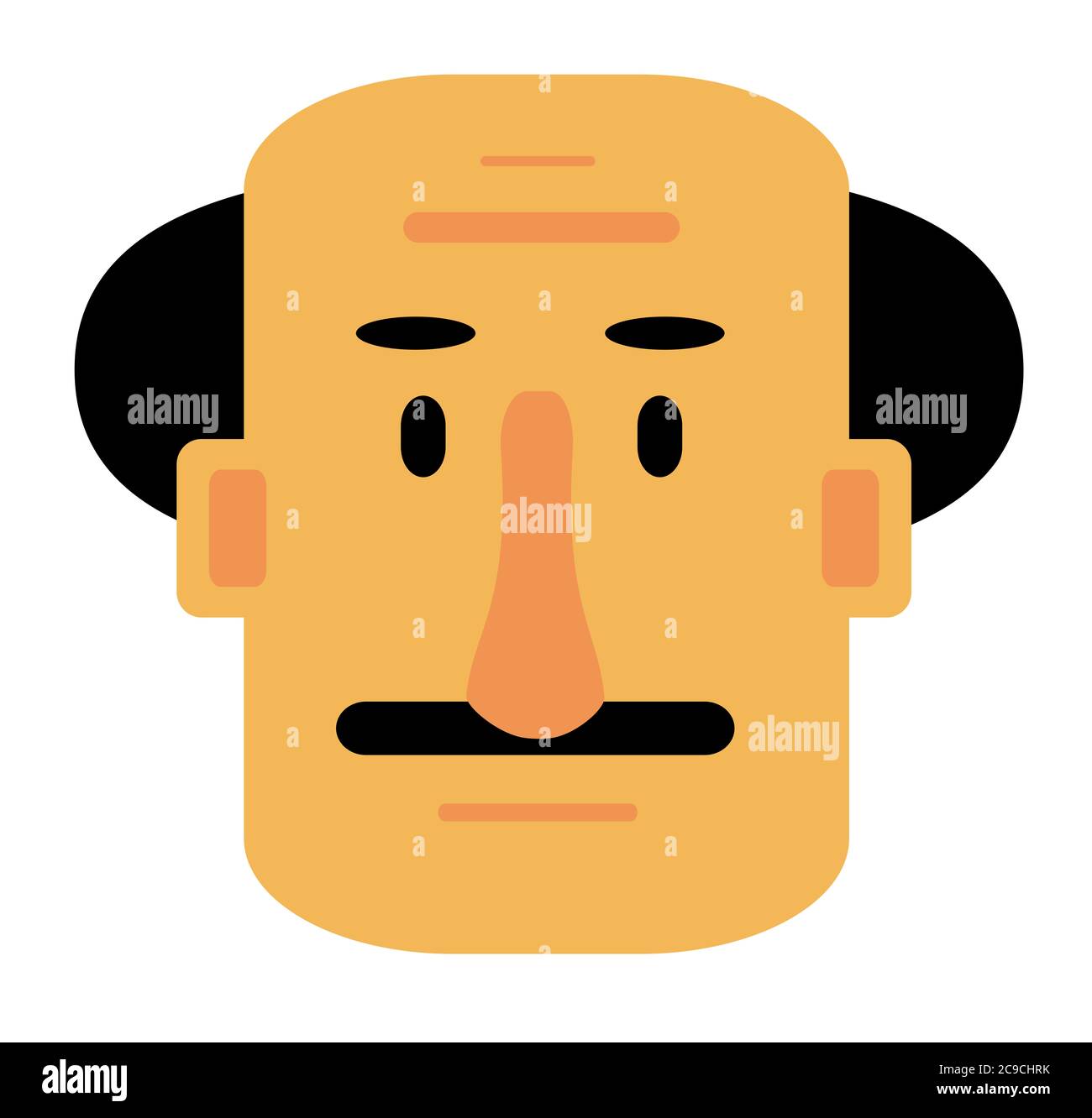 Bald Man Face Vector, illustration. Stock Photo