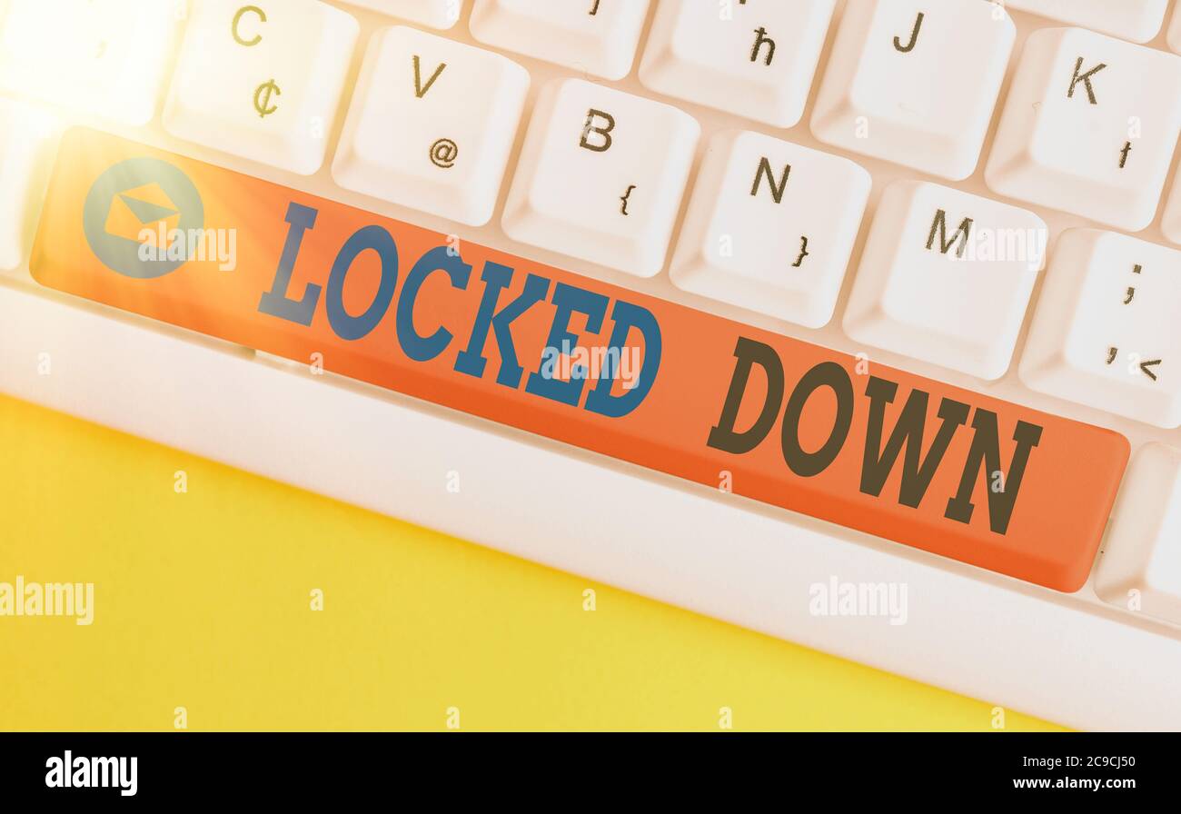 Conceptual hand writing showing Locked Down. Concept meaning emergency