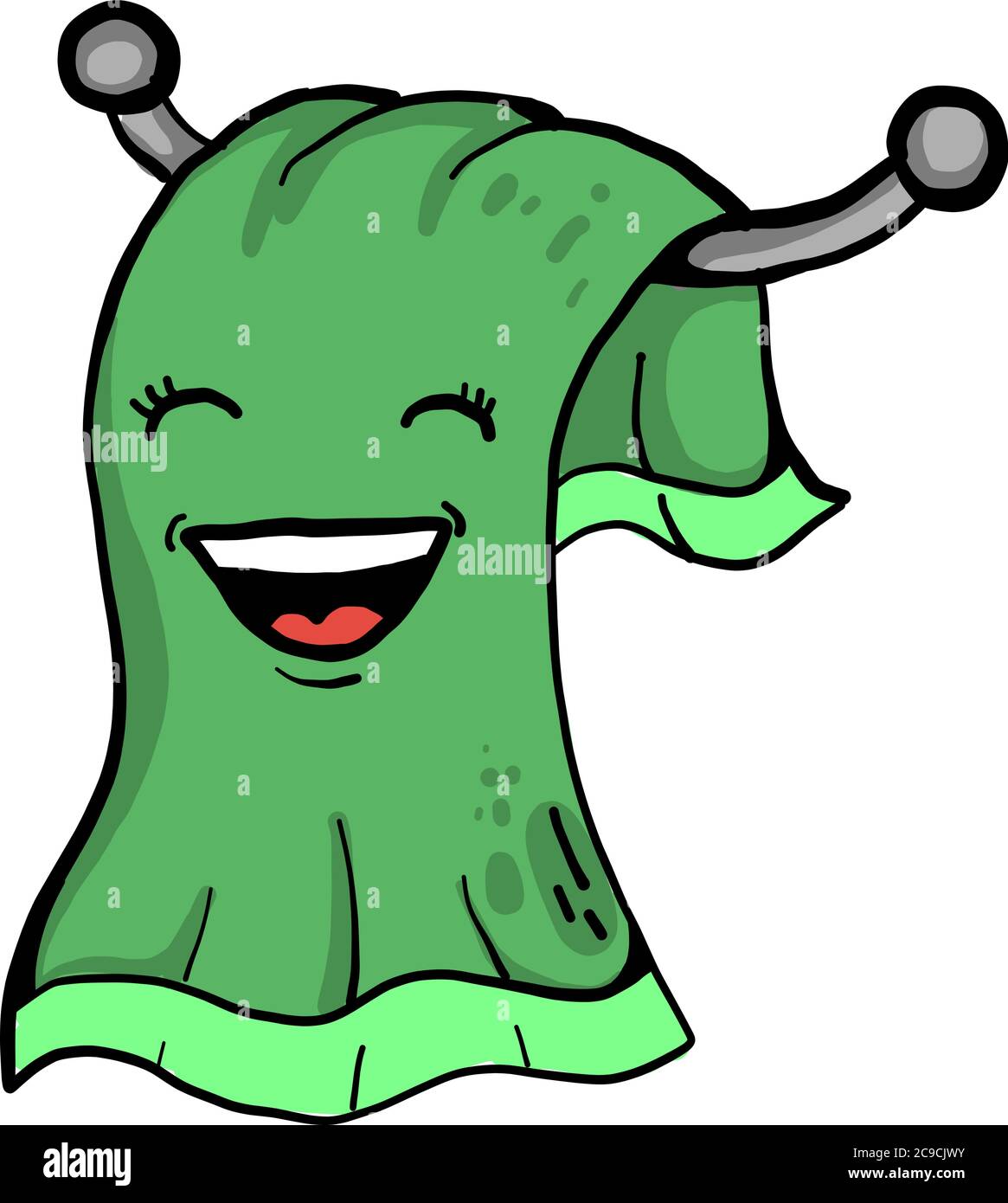 Green towel, illustration, vector on white background Stock Vector