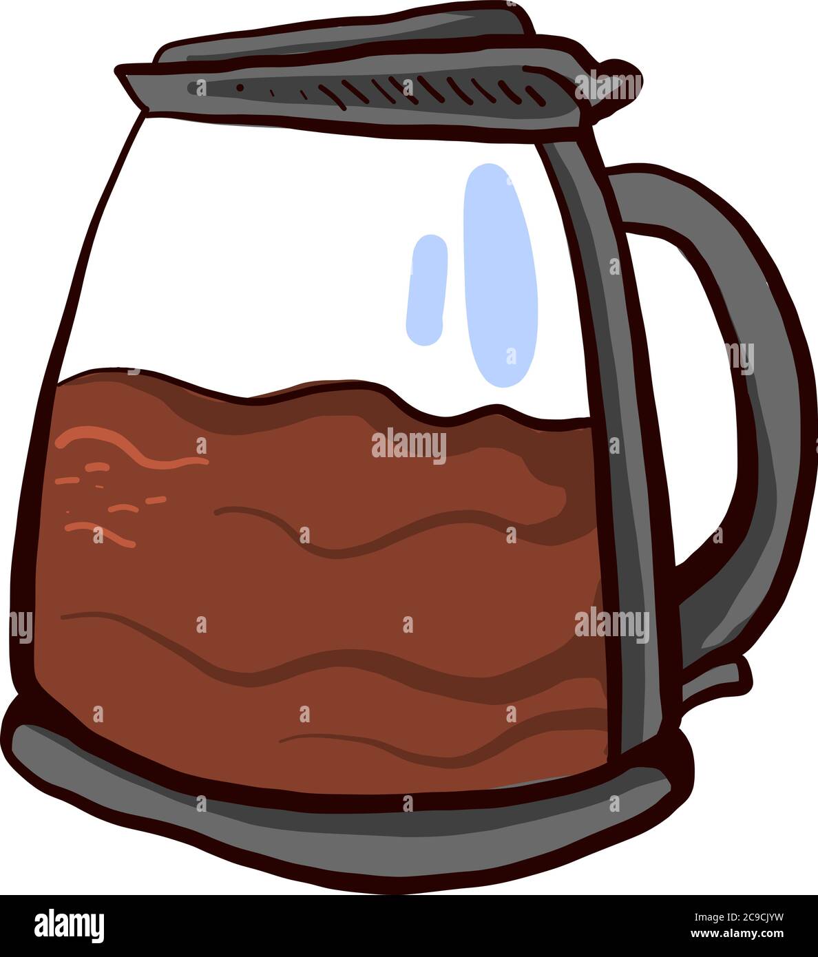 Black coffee pot, illustration, vector on white background Stock Vector