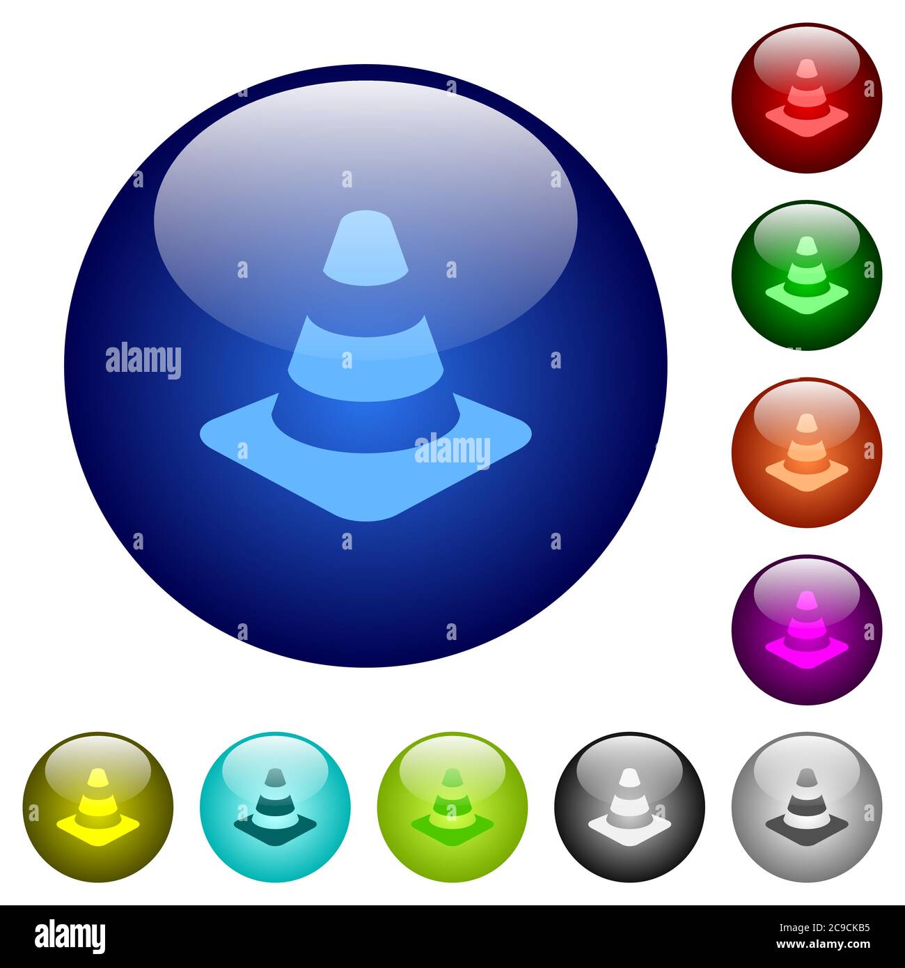 Traffic cone icons on round color glass buttons Stock Vector Image & Art Alamy