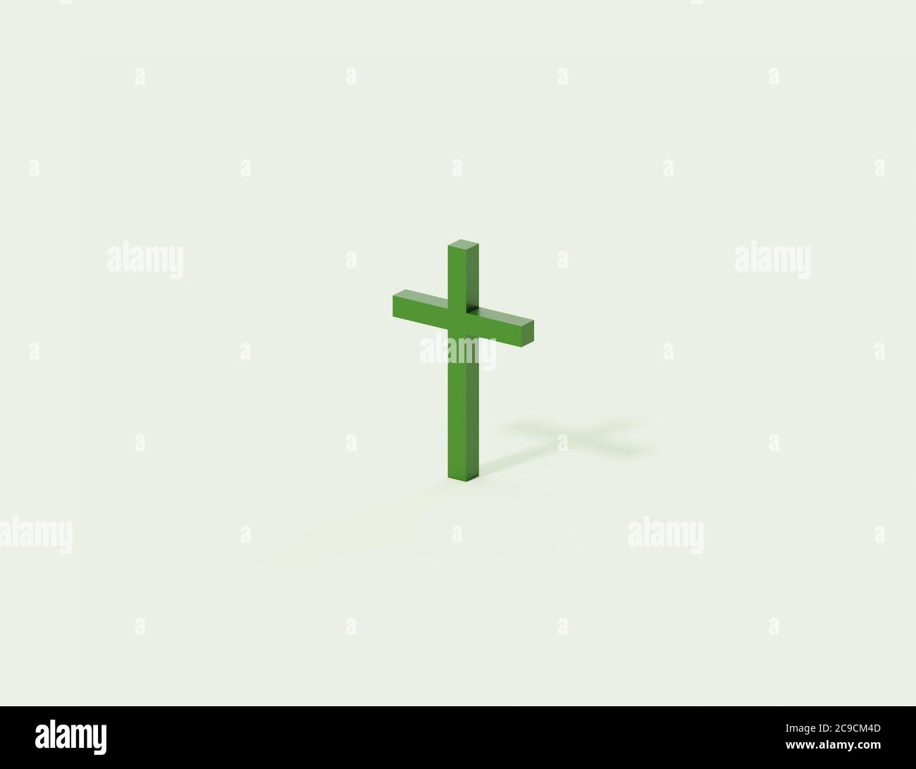 Christian cross isometric view on light background with realistic shadow, 3D illustration Stock Photo