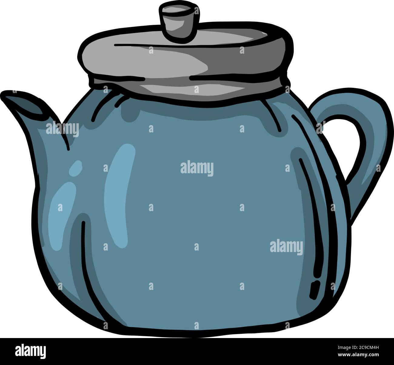 Big blue coffee pot, illustration, vector on white background Stock Vector