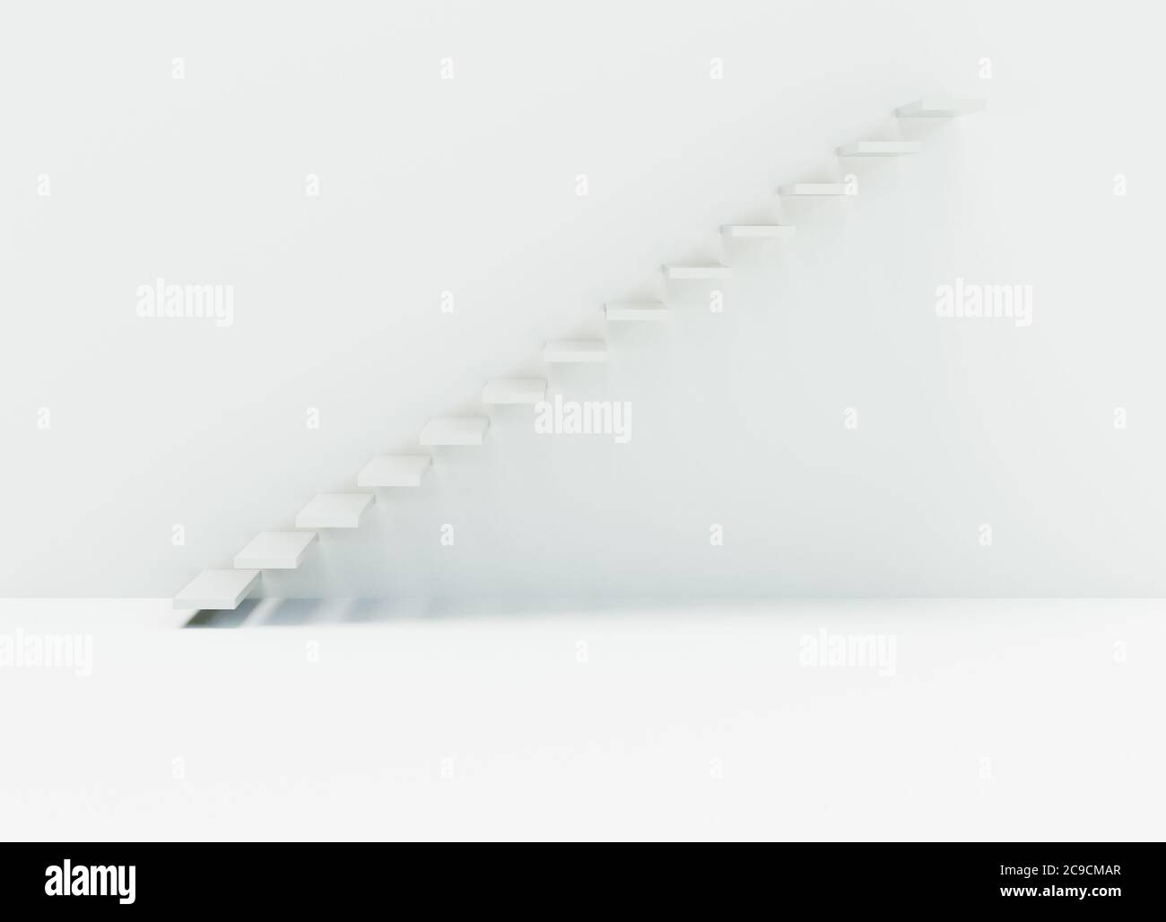 Abstract straight stairs white wall. Elegant art. Minimal pattern. Stock Photo