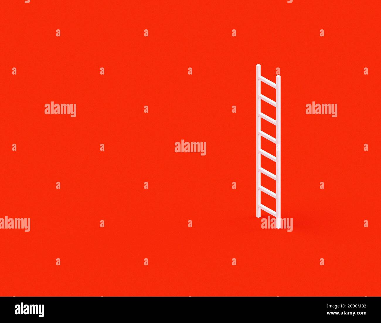 White ladder on an infinite red background minimalist isometric 3D rendered concept Stock Photo