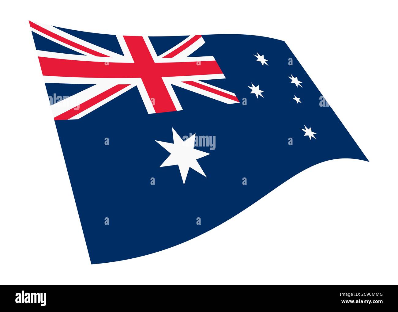 An Australia waving flag 3d Illustration graphic isolated on white with clipping path Stock Photo