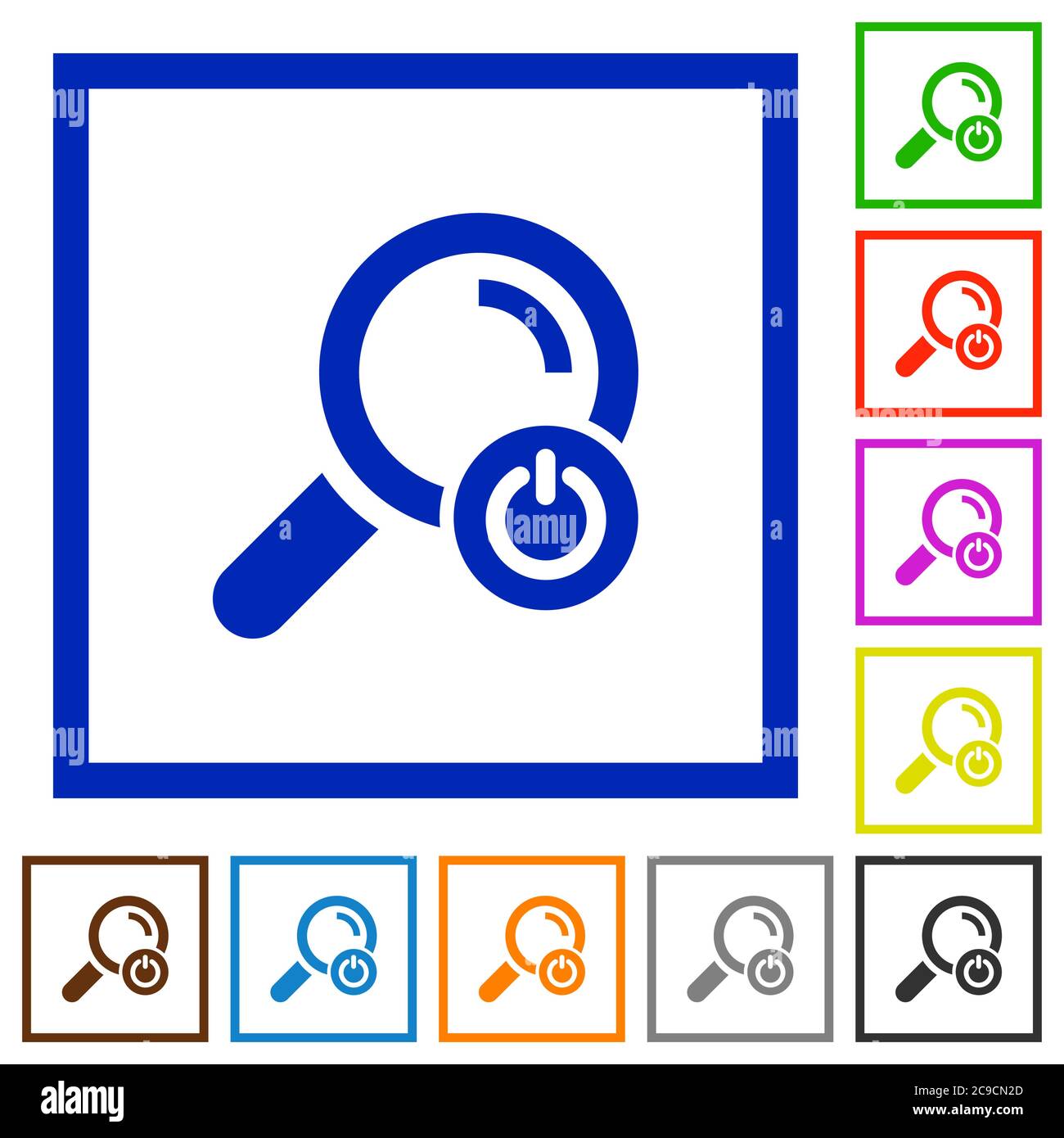 Exit from search flat color icons in square frames on white background Stock Vector