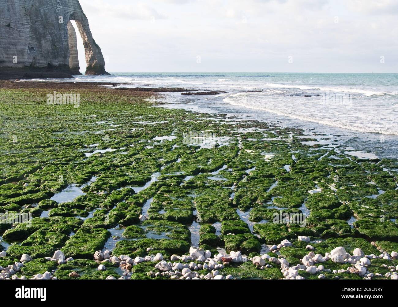 The famous cliffs at Etretat in Normandy, France. Tide sea Stock Photo ...