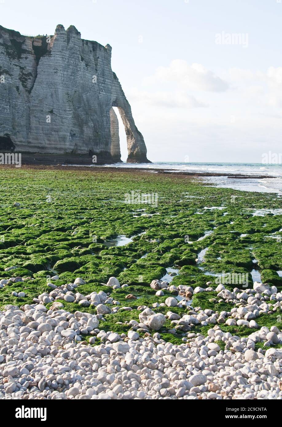 The famous cliffs at Etretat in Normandy, France. Tide sea Stock Photo ...
