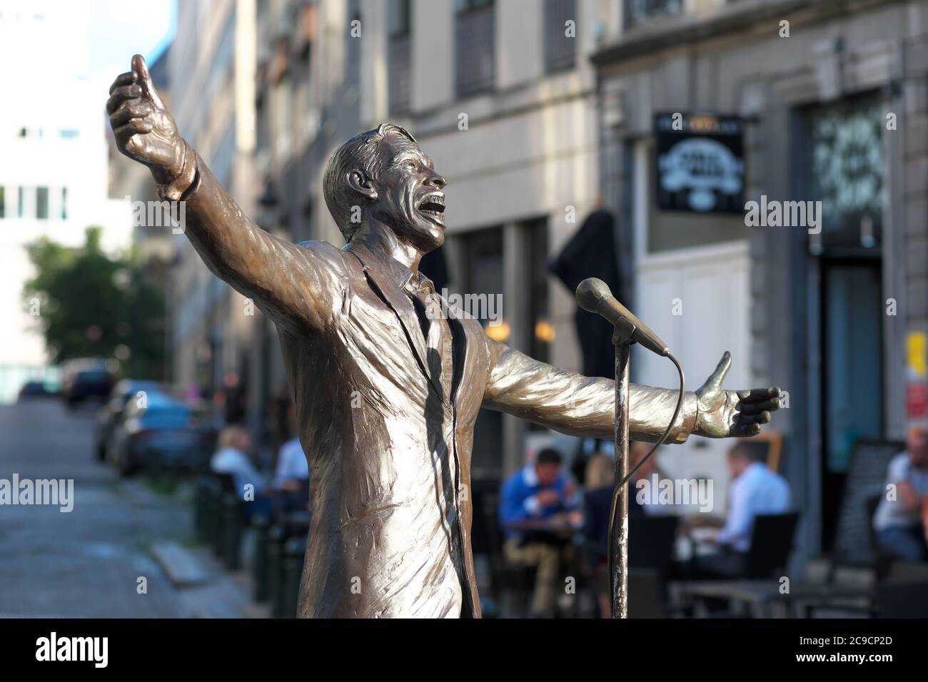 Brussels, Belgium statue of Jacques Brel famous Belgian singer, writer and actor at the Place
