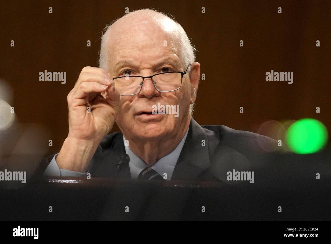 Washington, United States. 30th July, 2020. Sen. Ben Cardin, R-MD, participates in Senate Foreign Relations committee hearing with Secretary of State Michael Pompeo as he testify on the State Department's 2021 budget, on Capitol Hill in Washington, DC on July 30, 2020. Photo by Greg Nash/UPI Credit: UPI/Alamy Live News Stock Photo