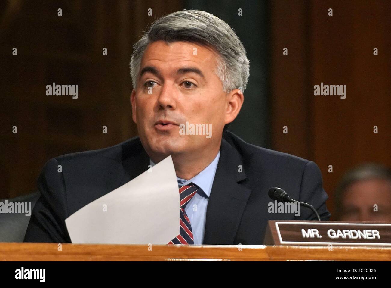 Washington, United States. 30th July, 2020. Sen. Cory Gardner, R-Colo., participates in Senate Foreign Relations committee hearing with Secretary of State Michael Pompeo as he testify on the State Department's 2021 budget, on Capitol Hill in Washington, DC on July 30, 2020. Photo by Greg Nash/UPI Credit: UPI/Alamy Live News Stock Photo