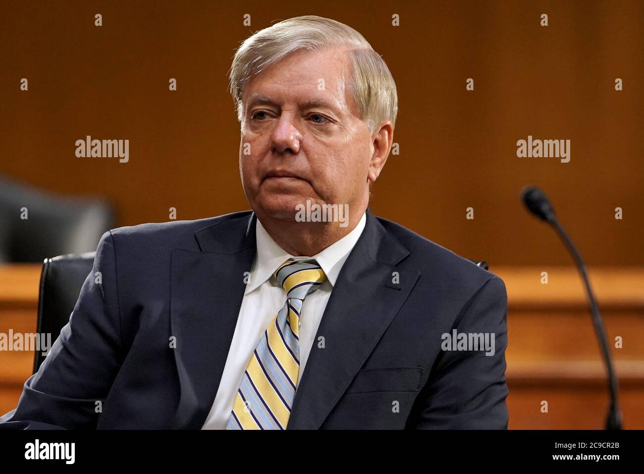 Washington, United States. 30th July, 2020. Sen. Lindsey Graham, R-S.C., participates in Senate Foreign Relations committee hearing with Secretary of State Michael Pompeo as he testify on the State Department's 2021 budget, on Capitol Hill in Washington, DC on July 30, 2020. Photo by Jim Lo Scalzo/UPI Credit: UPI/Alamy Live News Stock Photo