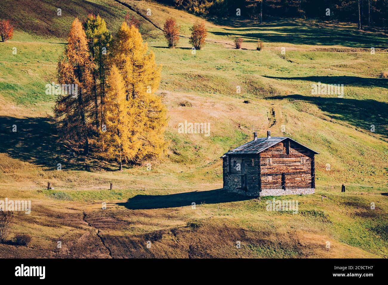 Livigno - Valtellina (IT) - Typical mountain hut in autumn environment Stock Photo