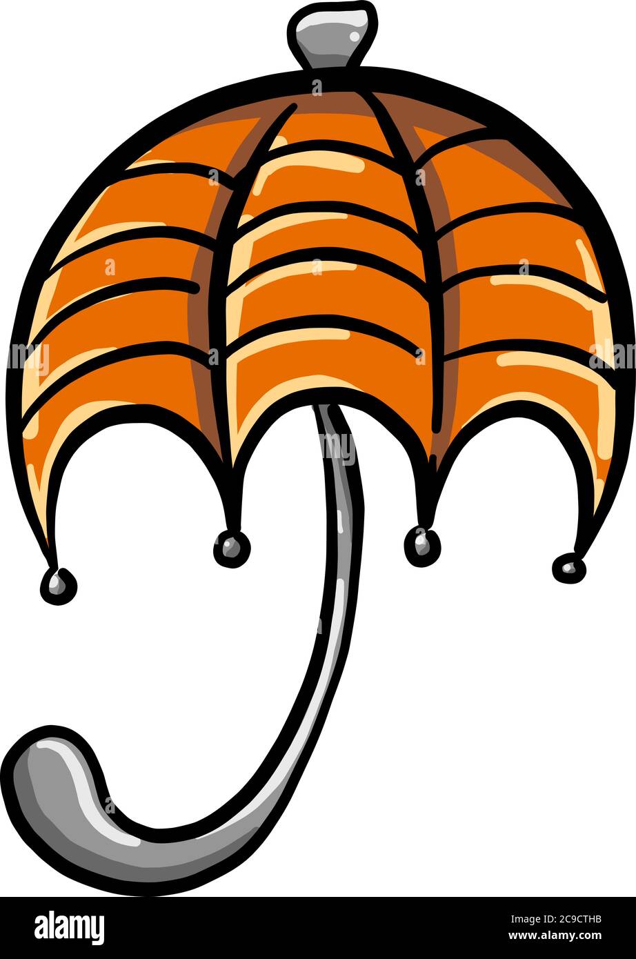 Orange umbrella, illustration, vector on white background Stock Vector