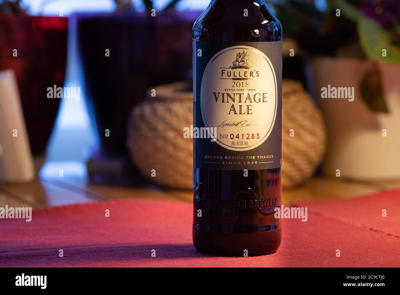 Ankara, TURKEY - January 1, 2020: A special beer by one of the most known British breweries, Fuller's Vintage Ale, is seeked all through the world. Stock Photo