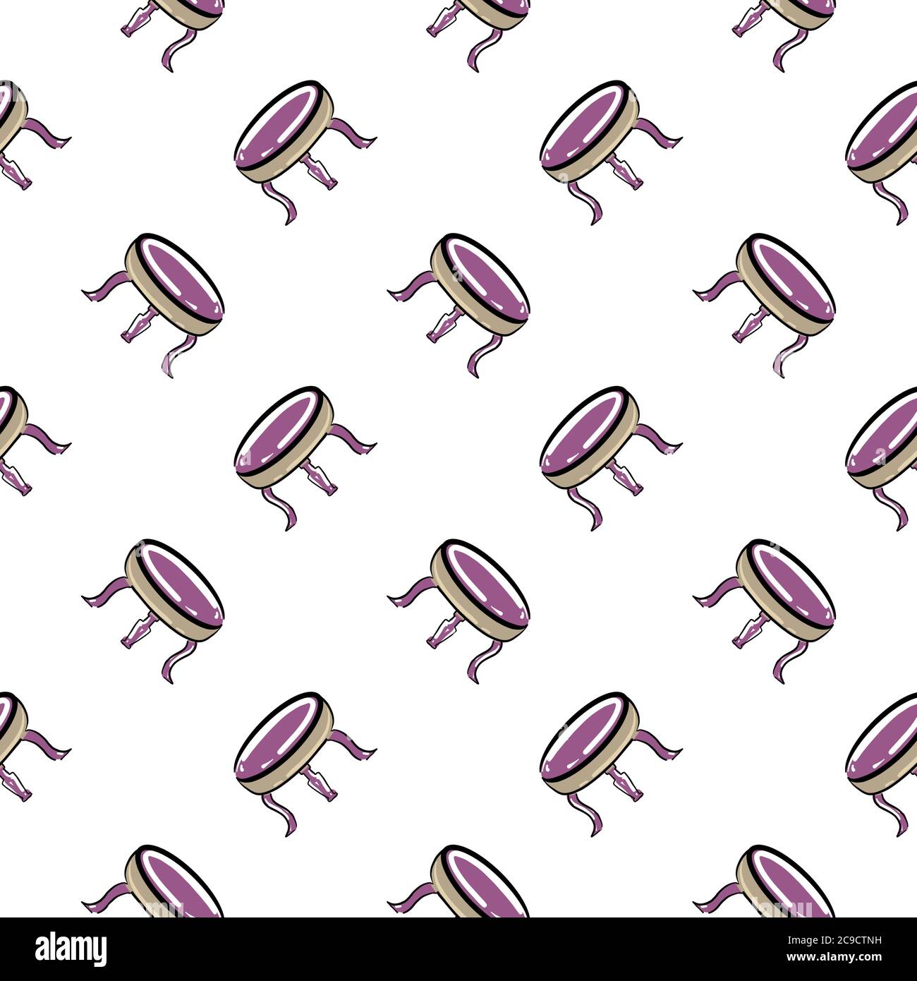 Small pink table ,seamless pattern on white background. Stock Vector