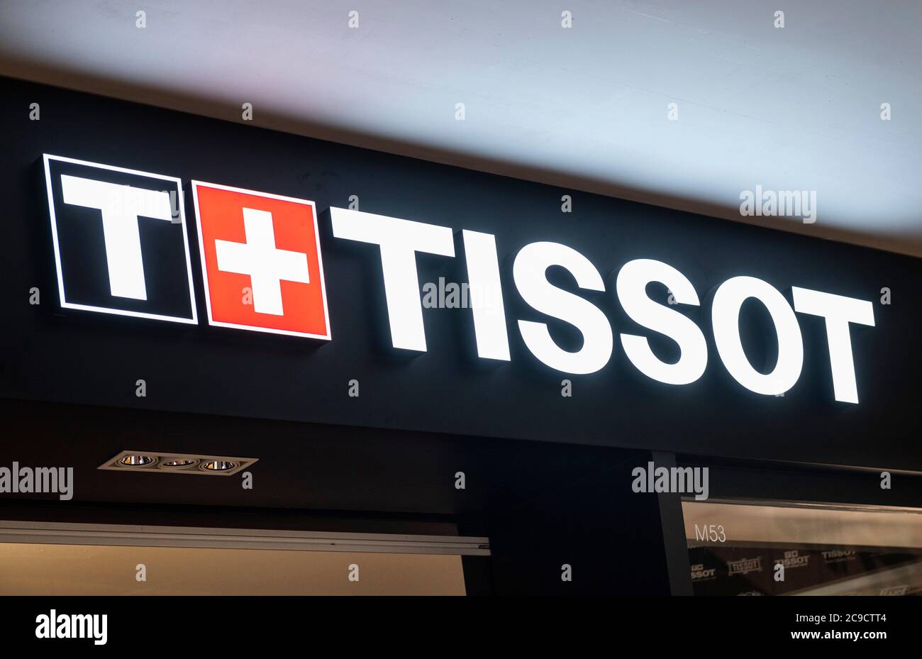 July 27, 2020, Hong Kong, China: Swiss watchmaker, Tissot logo seen in Hong Kong. (Credit Image: © Miguel Candela/SOPA Images via ZUMA Wire) Stock Photo