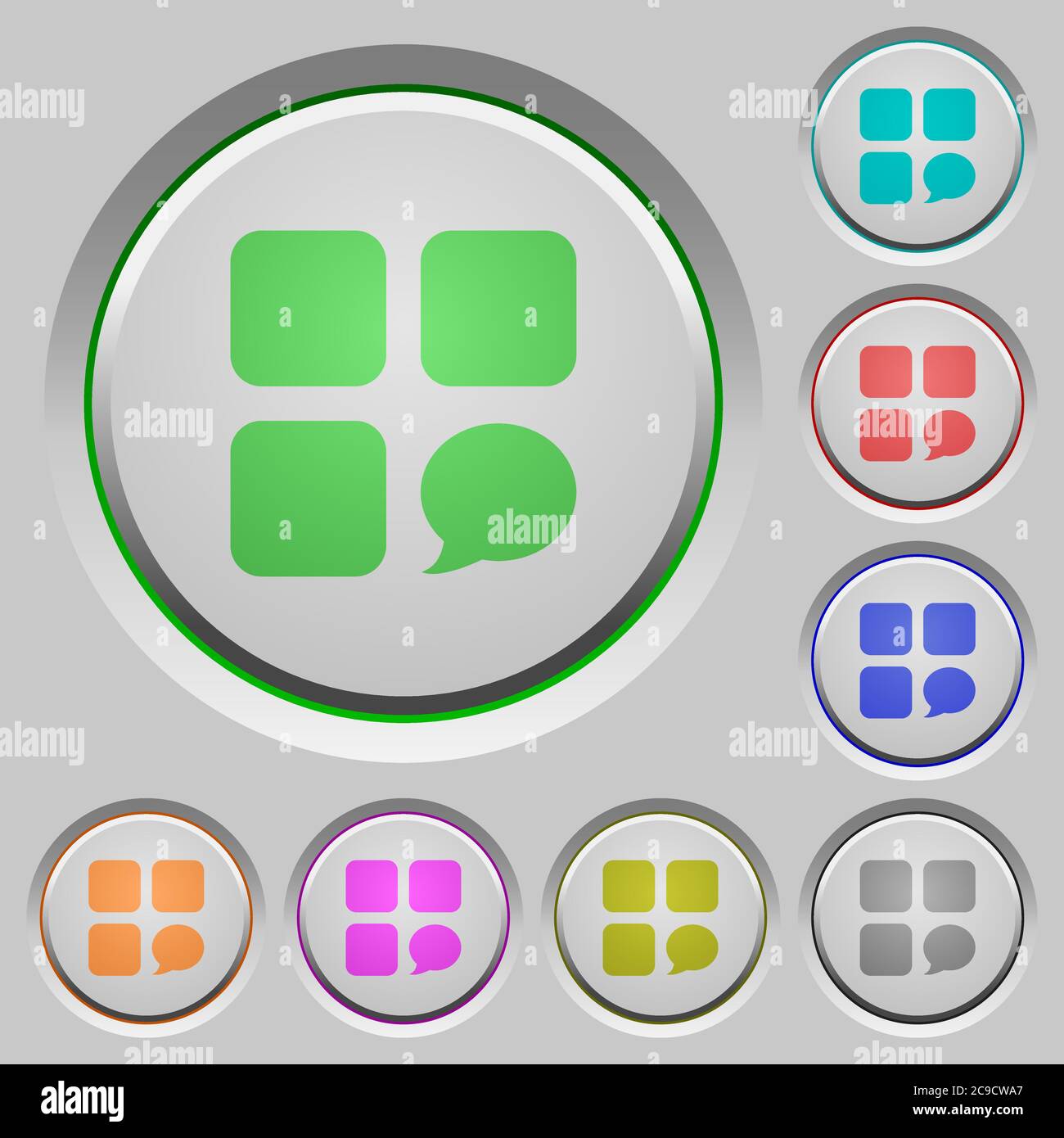 Message component color icons on sunk push buttons Stock Vector Image ...